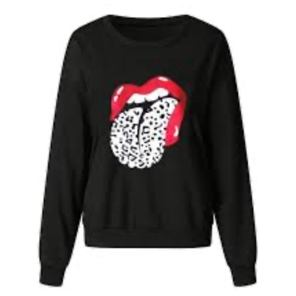 Women’s Crew Neck Long Sleeve Printed Loose Oversized Sweatshirt Size M